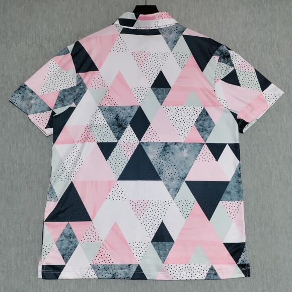 Yatta‎ Golf Polo Shirt Mens Medium Performance Stretch Abstract Geometric - Picture 3 of 14